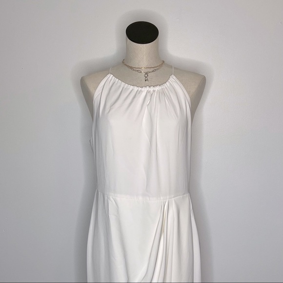 NEW Shona Joy Core high neck draped halter tulip gown dress - IVORY 10 - Picture 8 of 13